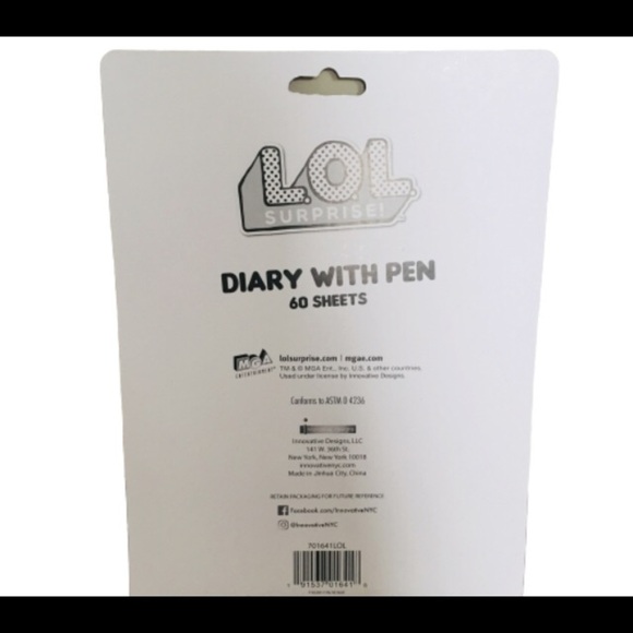 NWT LOL SURPRISE 60 Sheets Lock Diary with Fluffy Pen Pink One Size - Picture 7 of 8